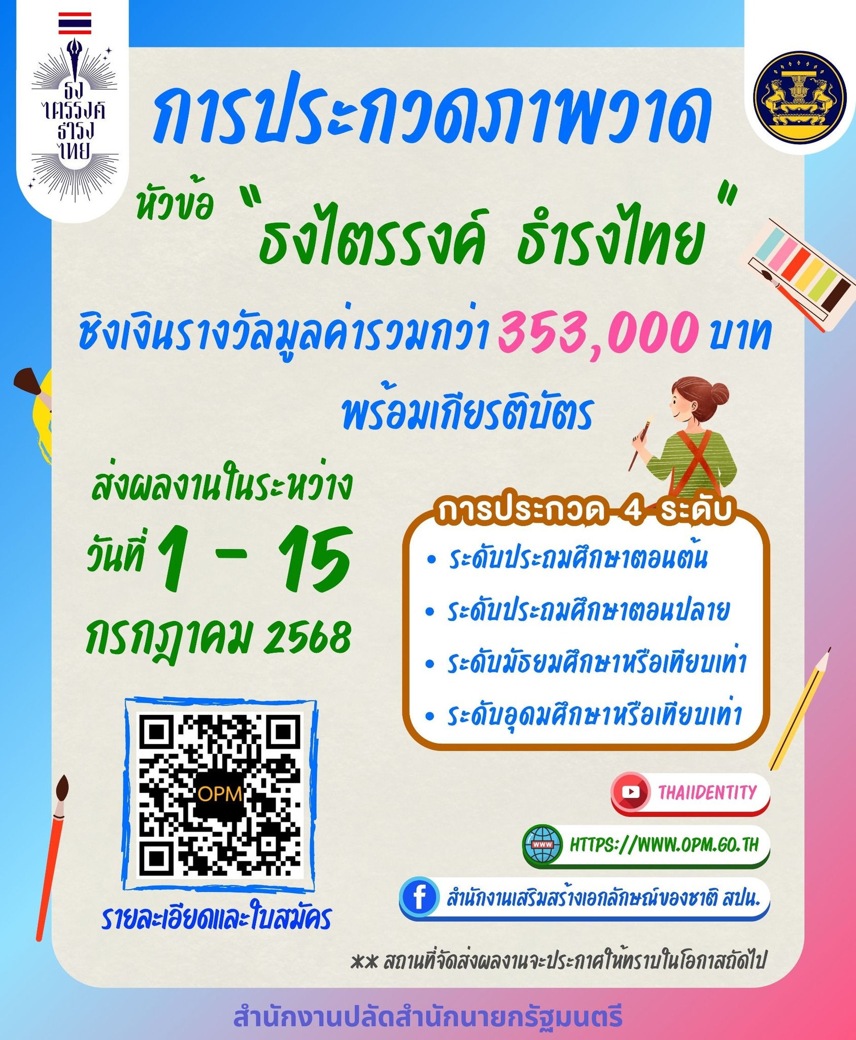 สำนักงานปลัดสำนักนายกรัฐมนตรีขอเชิญชวนร่วมกิจกรรมการประกวดภาพวาดในหัวข้อ 