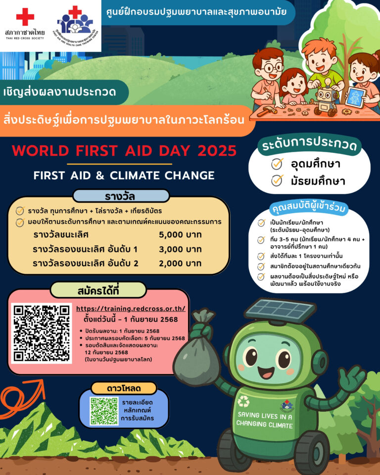 ประชาสัมพันธ์การประกวดสิ่งประดิษฐ์เพื่อการปฐมพยาบาล เนื่องในวันปฐมพยาบาลโลก ประจำปี 2568